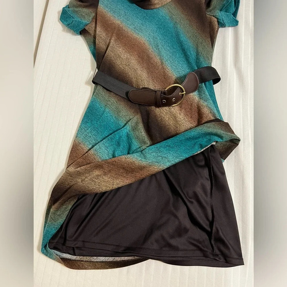 Robbie Bee Signature Cowl Neck Ruched Short Sleeve Dress Sz PM - Picture 10 of 13